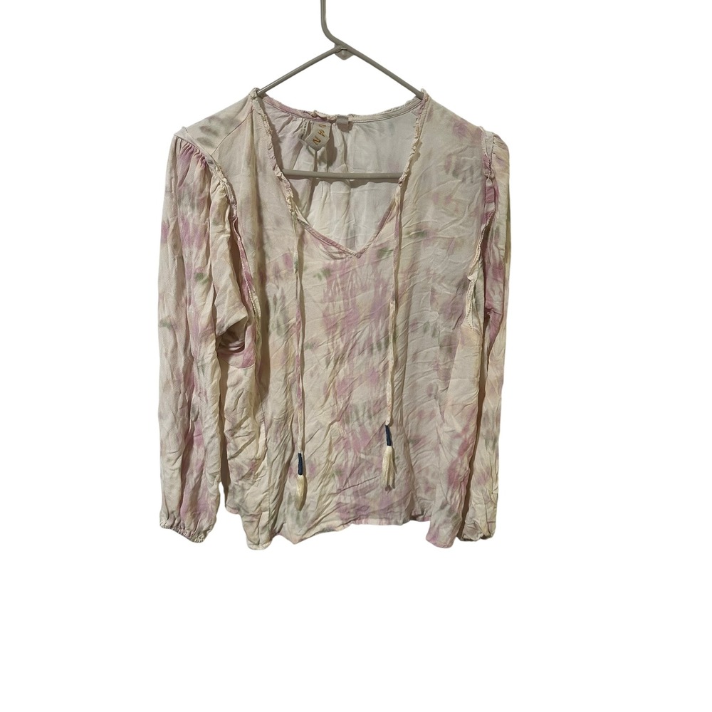Anthropologie Dolan Size Medium Pink Tie Dye Long Sleeve Blouse